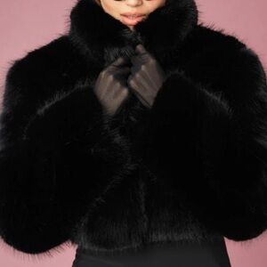 Black fur cropped coat